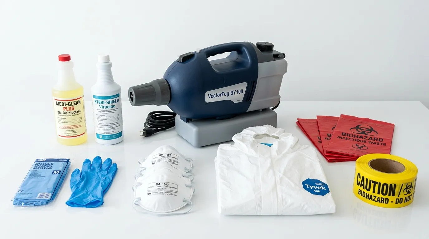 Professional biohazard remediation crew working in Marco